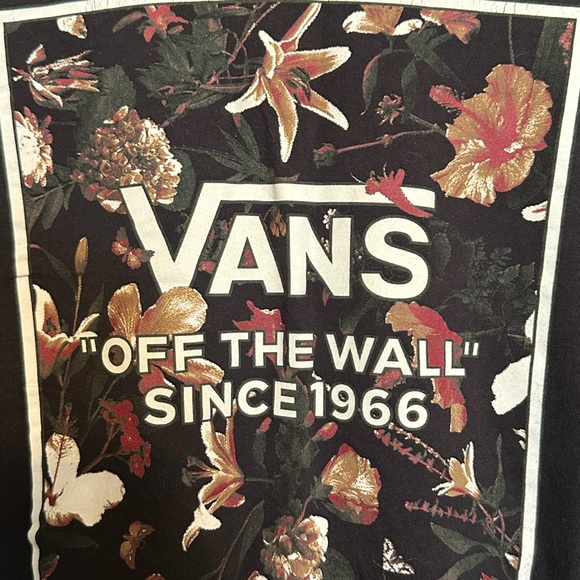 Vans Other - Vans Black Long Sleeve Tee with White Logo and Floral Accents size M